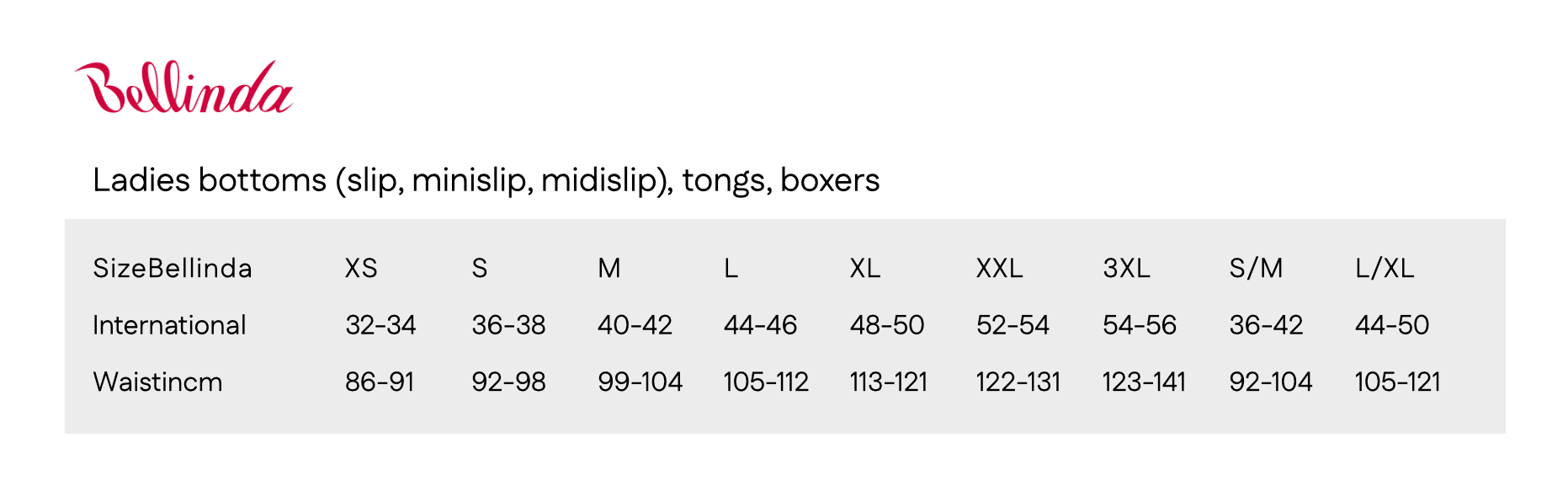 Size chart