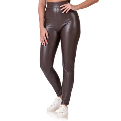 RELAX & GO LEATHEROPTIC LEGGINGS - dark brown primary image