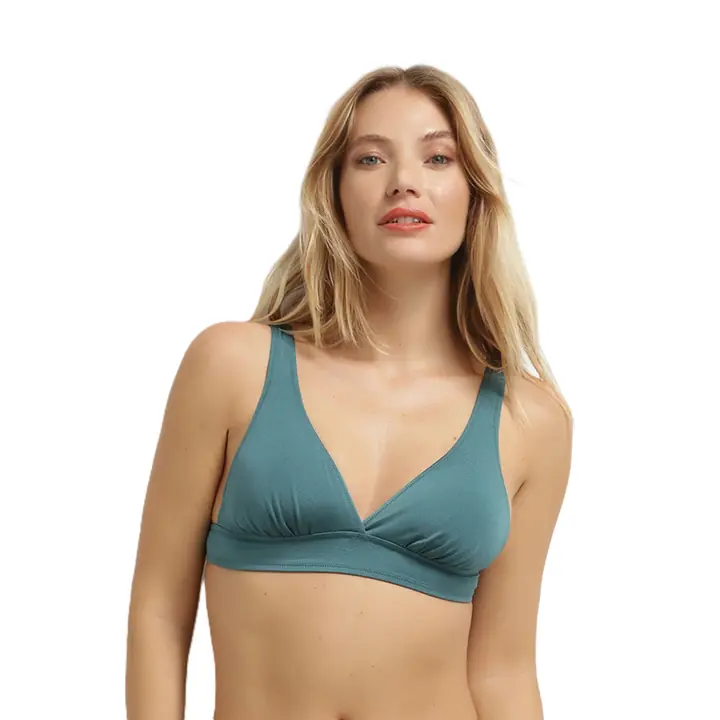 SWIMWEAR GLOSSY TRIANGLE BRA - dark green - Master