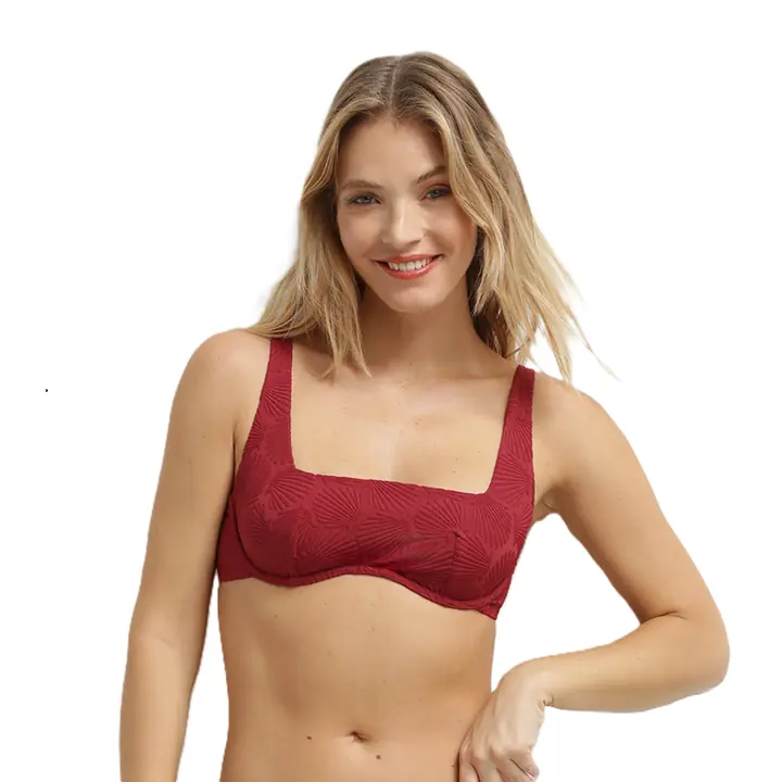 SWIMWEAR SHELL WIRED BRA - dark red - Master