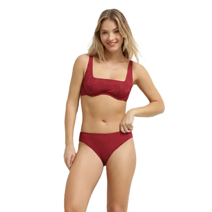 SWIMWEAR SHELL WIRED BRA - dark red - Master